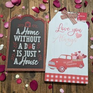 Valentine's Day Wooden Decor Set, Love You Always Sign, Farmhouse Wall Decor